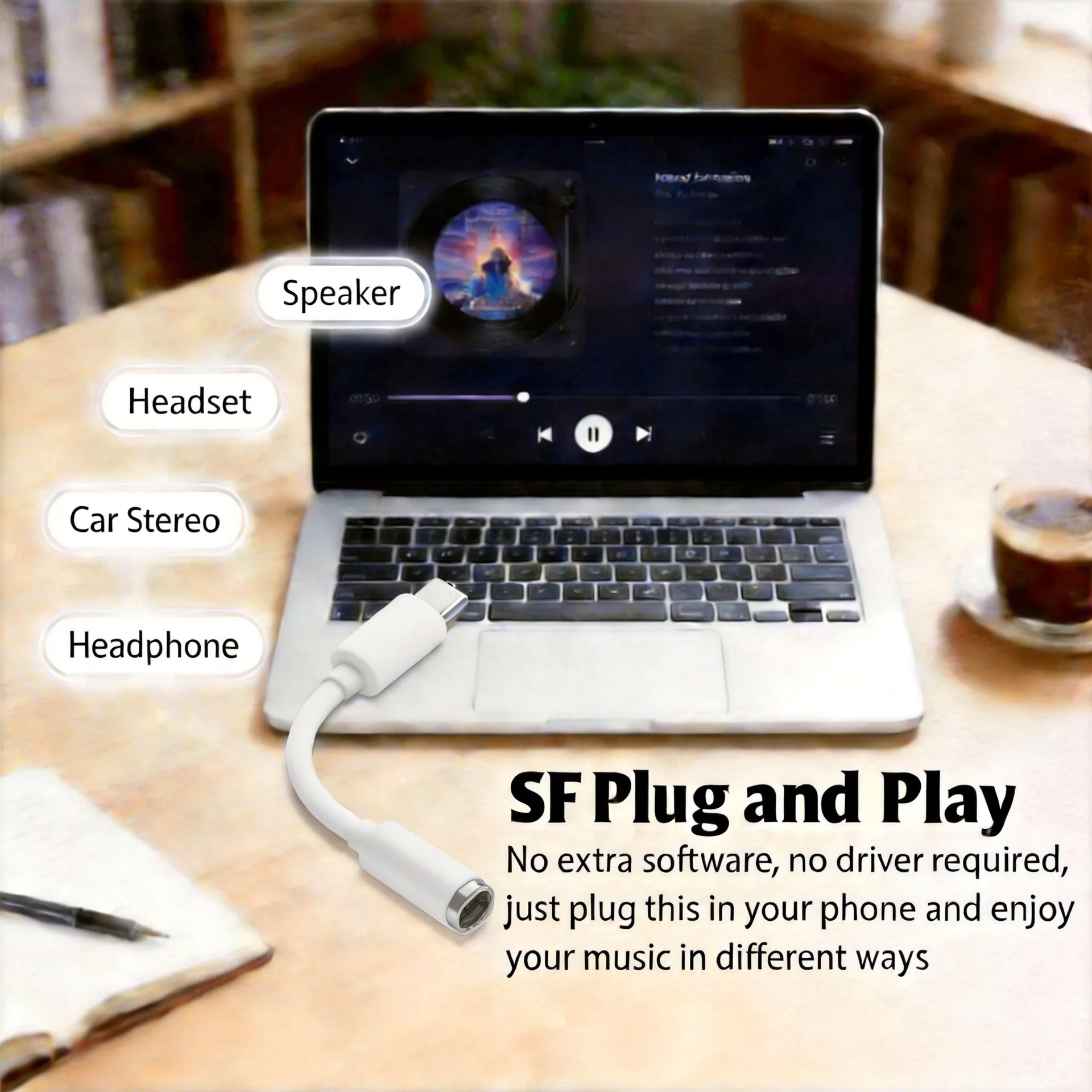 USB-C to 3.5mm 오디오 헤드폰 어댑터, 하이파이 키트, 스마트폰, 태블릿, PC, 15/16/17, 타입-C 컨버터 호환