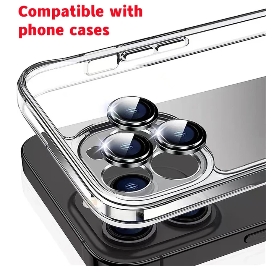 Premium Titanium Camera Protector with Tempered Glass Lens Cover Cap