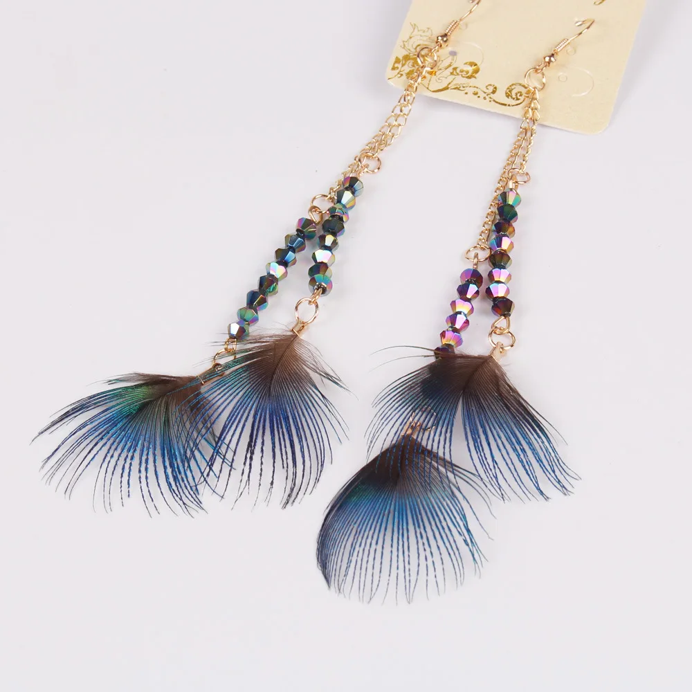 DIY Kit Bead Peacock Fringe Earring Kit Peacock Feather 