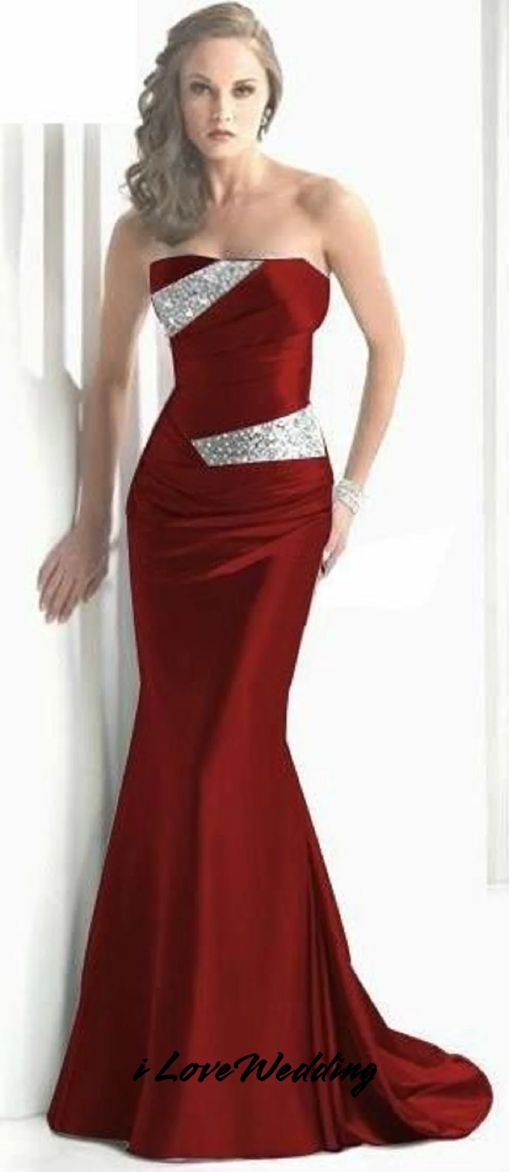 Strapless Bridesmaid Dress Mermaid Wedding Guest Woman Dress Corset Ruched Sweetheart Sweet Train New