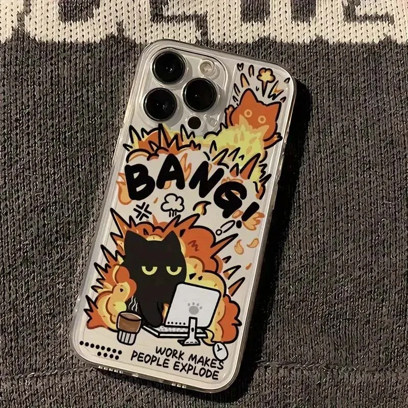 Lovely Black Cat Clear Phone Case - Creative Cover