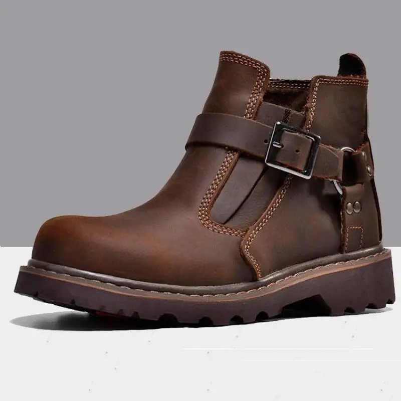Man Fashion Leather Boots Très Belle Qualite Waterproof Riding Motorcyclist Boots Casual Sport Western Retro Cowboy Boots for Me