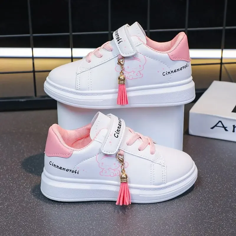 Description Picture 4 of itemKid's Four Season Fashion Lovely Tassels Small White Shoes Cartoon Print Cute Casual Sneakers Children Trend Board Shoes