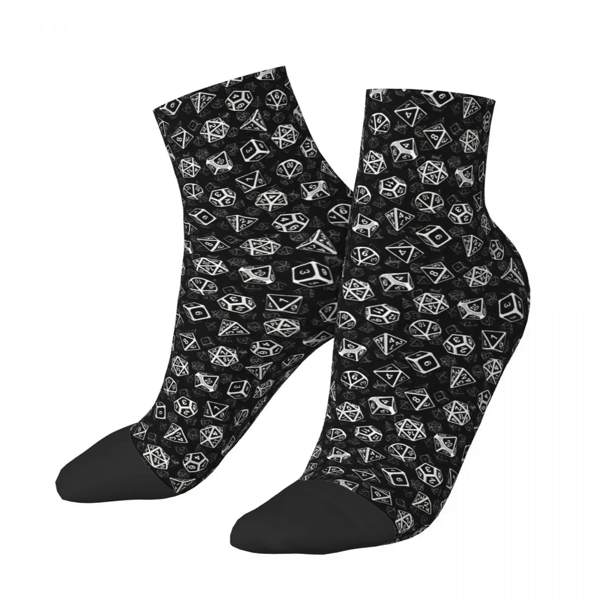 

White D20 Dice DnD Men Women Socks Outdoor Novelty Spring Summer Autumn Winter Stockings Gift