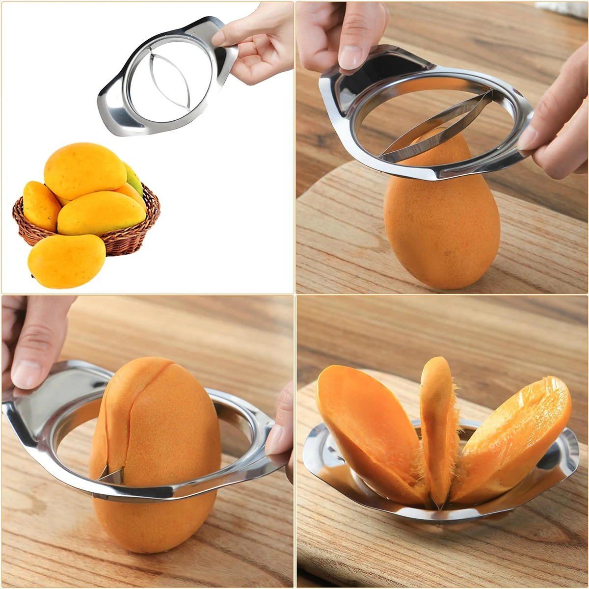 Stainless Steel Mango Cutter Slice Vegetable Fruit Tools Mango Easy Cut Slicer Cutter Kitchen Peeler Gadget