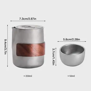 Camping Tableware Set Lightweight Titanium Coffee Pot Tea Kettle Outdoor Camping Kettle Set 3 Cups Tea Set For Hiking Picnic 6