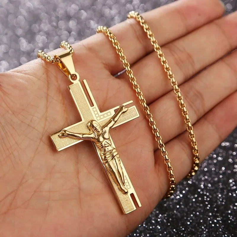 Persönlichkeit Kreatives Design Religiöse Jesus Christus Kreuz Anhänger Amulett Einfache Herren- und Damenhalskette