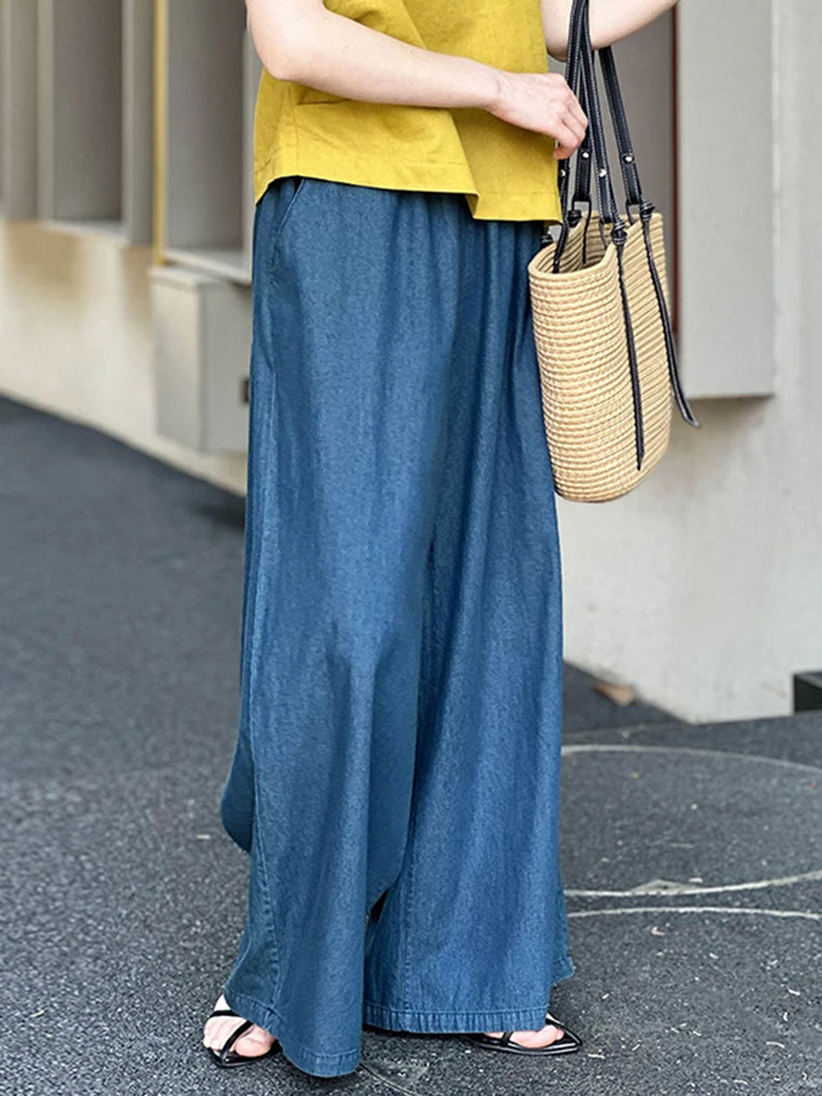 [LANMREM] Fashion Sunscreen Wide Leg Pants For Women Elastic High Waist Office Lady Loose Trousers 2024 Summer New 26D9369