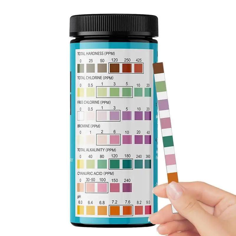 

Spa Test Strips Spa Strips Pool Kit For Hot Tub 100 Strips Water Hardness Test Kit High Accuracy PH Tester For Chlorine Salt PH