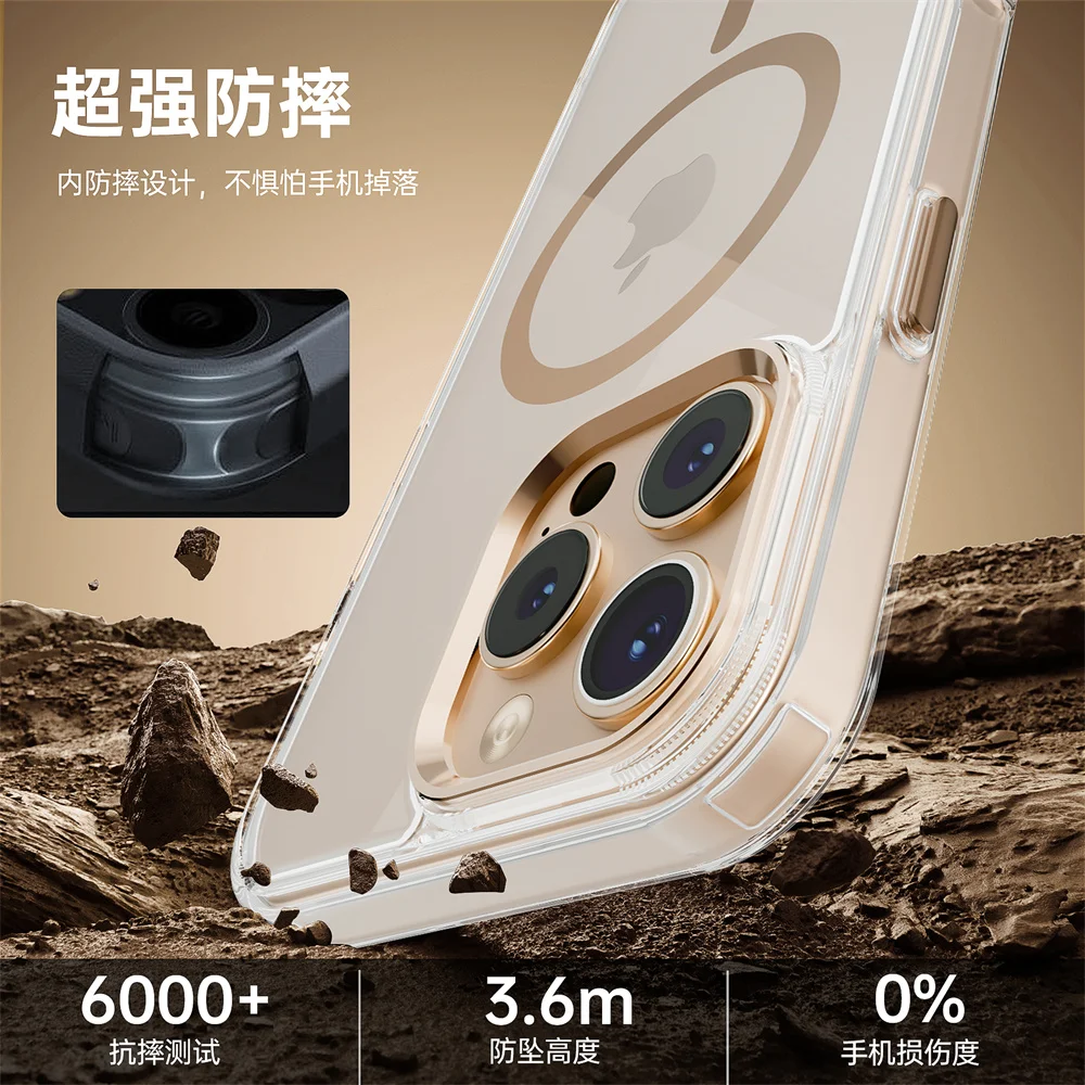 Luxury Magnetic Shockproof Phone Case with Magsafe Compatibility and Wireless Charging