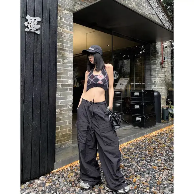 HOUZHOU Cyber Y2k Oversized Cargo Pants Women High Street Hippie Wide  Trousers Vintage Grunge Gyaru Streetwear Sports Joggers - AliExpress, cyber  y2k estilo 