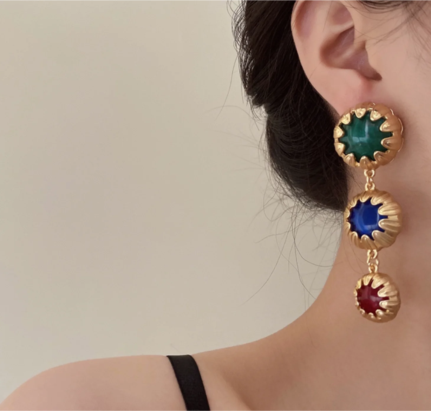 2022 new trend S925 silver needle Vintage copper bonded acrylic Earrings for women Fashion Jewelry