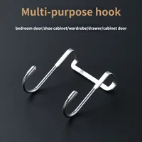 304 Stainless Steel Hook Free Punching Double  S-Shape Hook Kitchen Bathroom Cabinet Door Back Type Coat Towel Storage Hanger 2