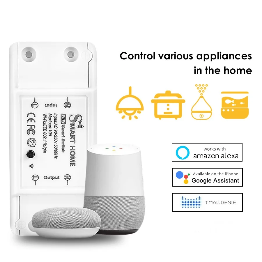 WiFi Relay Timer Smart Wireless Light Switch Module DIY WiFi Voice App Control Remote Timer Switch Timmer to Home Automation for iOS HomeKit