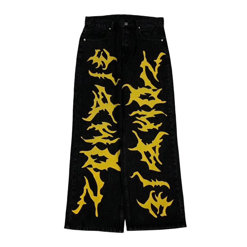 

2000s streetwear men Y2k Harajuku Vintage Print Baggy Jeans punk hip hop Mens Womens New Gothic High Waist Wide Leg Trousers