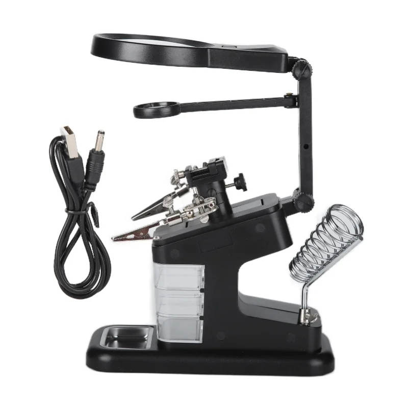 TH-7026 10LED 조명이 있는 데스크탑 돋보기 용접 돋보기 수리 도구 3X / 4.5X / 25X
