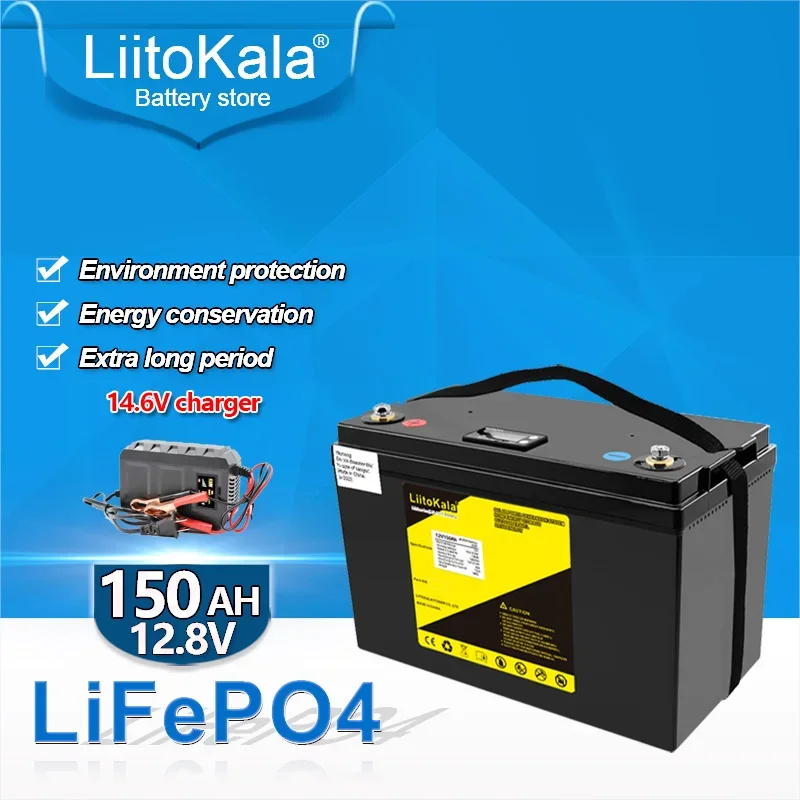

Liitokala Grade A 12.8V150Ah portable LiFePO4 battery pack Built-in 4S 12V 100A BMS is suitable for golf cart outdoor camping