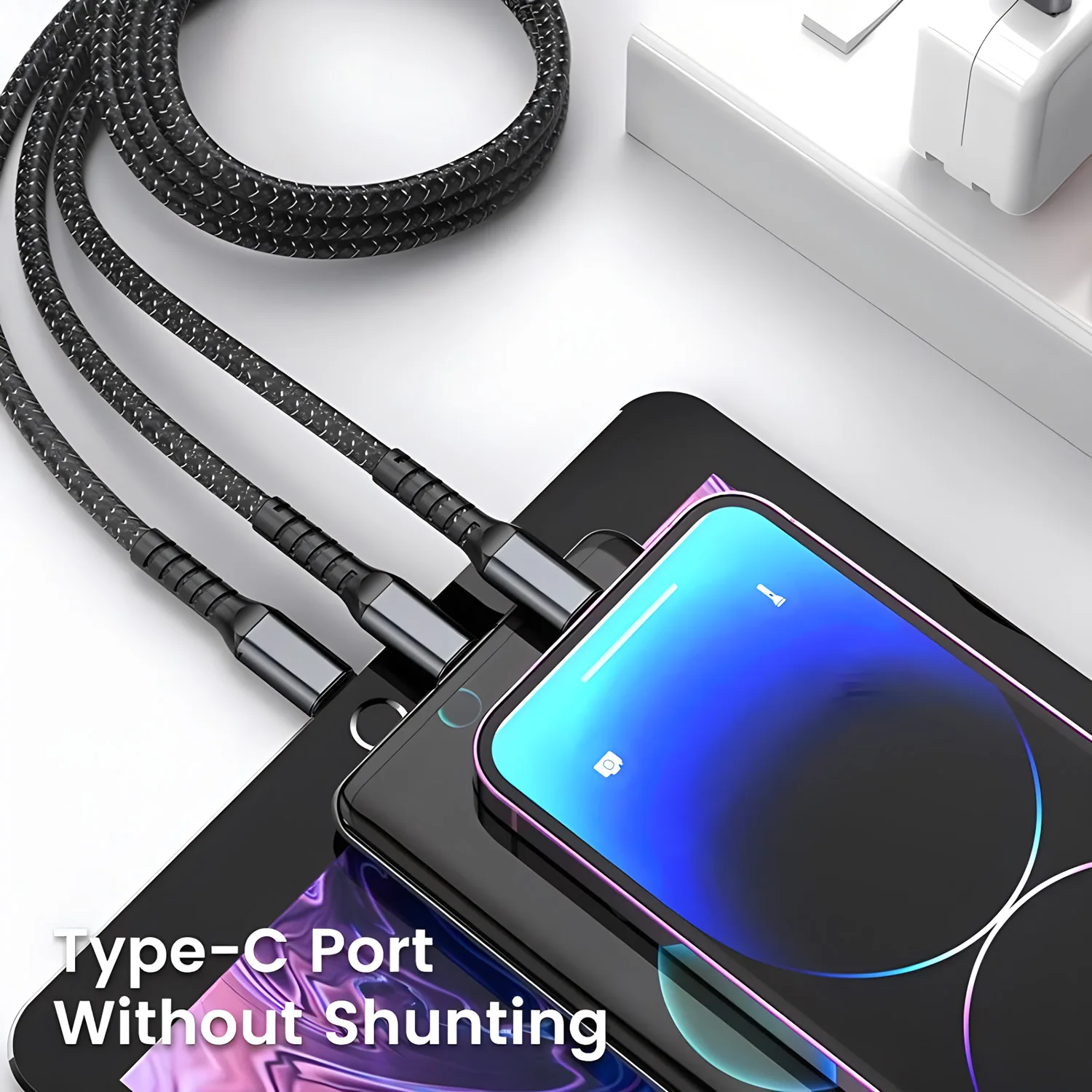 3 In 1 100W Transparent Pilot Lamp Super Fast Charging Cable Universal with Type C Usb Micro for Iphone Samsung Huawei Xiaomi 6A 2