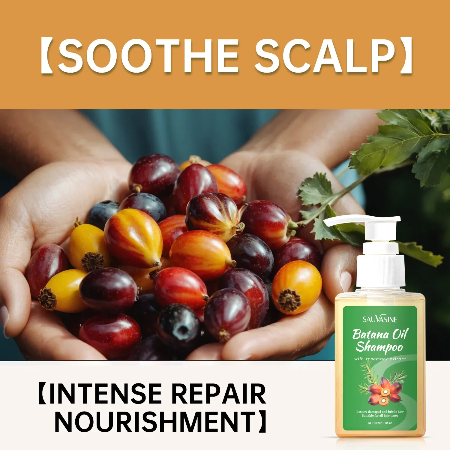 100ML Batana Oil Shampoo for Soothing Scalp Intense Repair Batana Nourishing Shampoo with Rosemary Extract for All Hair Types 2