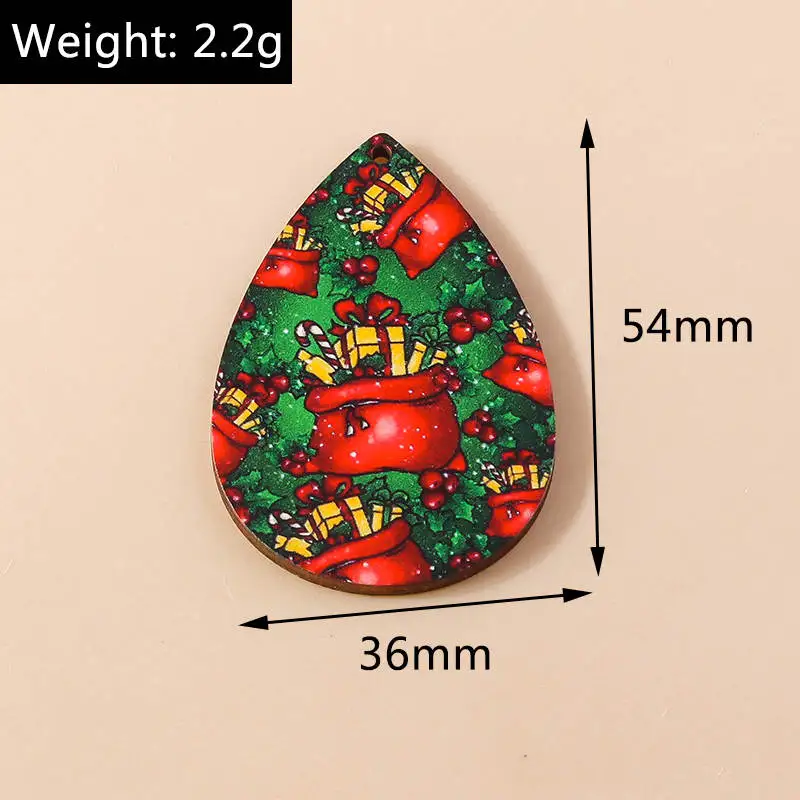 Leslie 10 Stück Modische Holz-Weihnachtsanhänger Niedliche Weihnachtsbaum-, Hirsch- und Schneemann-Anhänger für Ohrringe und Halsketten-Herstellung Zubehör – Detail 3