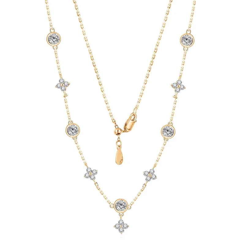 

LN00612Lefei Fashion Luxury Classic Moissanite Design Creative Bubble Clover Necklaces Charm Women 925 Silver Party Jewelry Gift