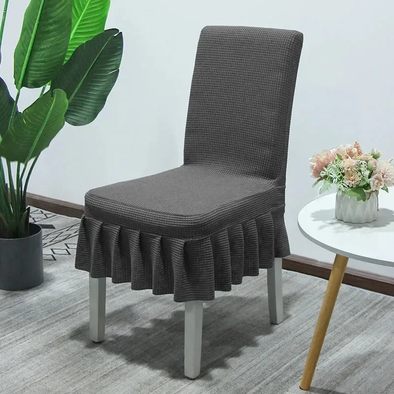 

Thicker Fabric Skirt Chair Cover Quality Spandex Stretch Chair Covers for Dining Room Kitchen Banquet Home Decor Seat Slipcover