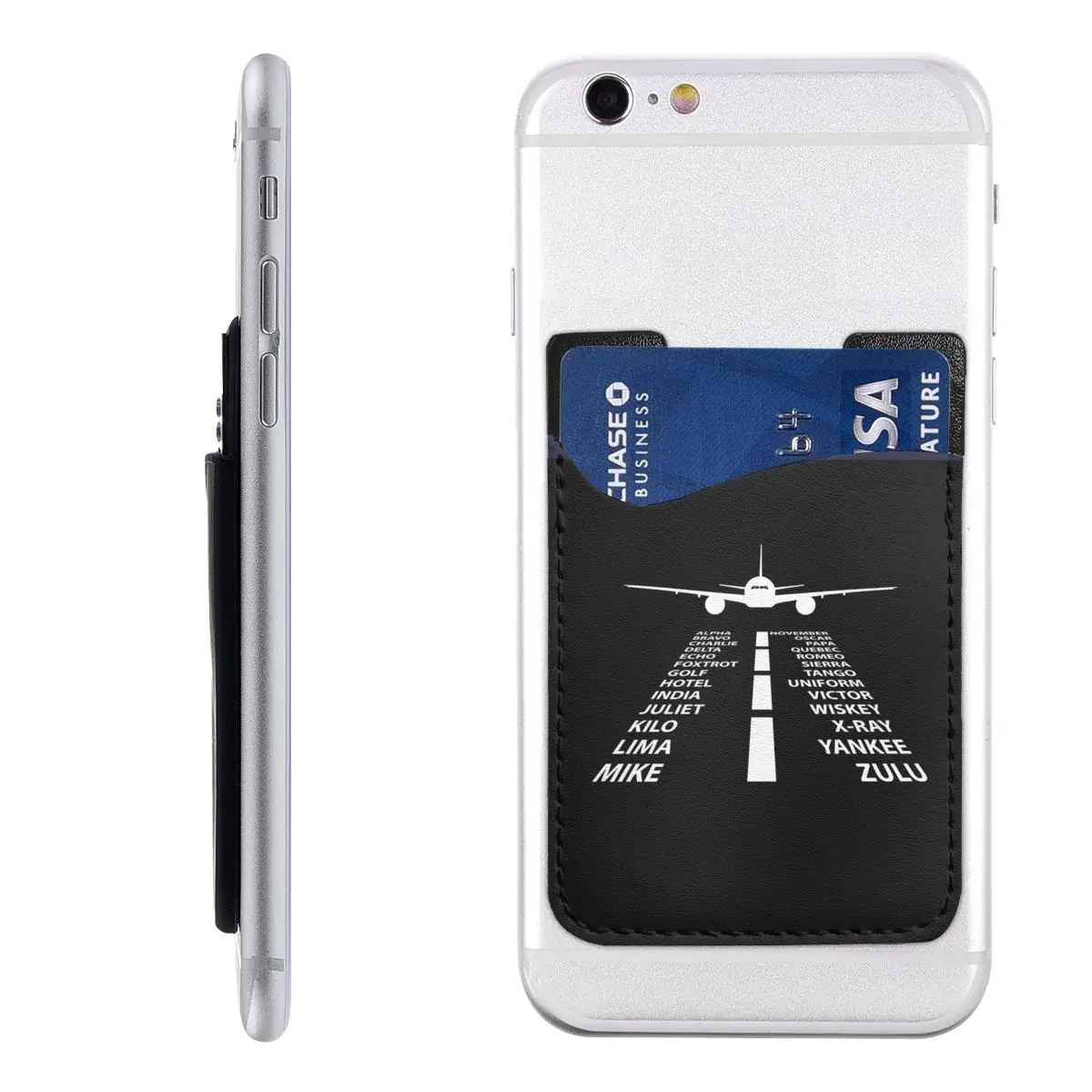 Phonetic Alphabet Pilot Aviation Gift Porta Carte Di Credito Per Telefono Posteriore In Pelle Pu Aviator Fighter Stick On Wallet Case