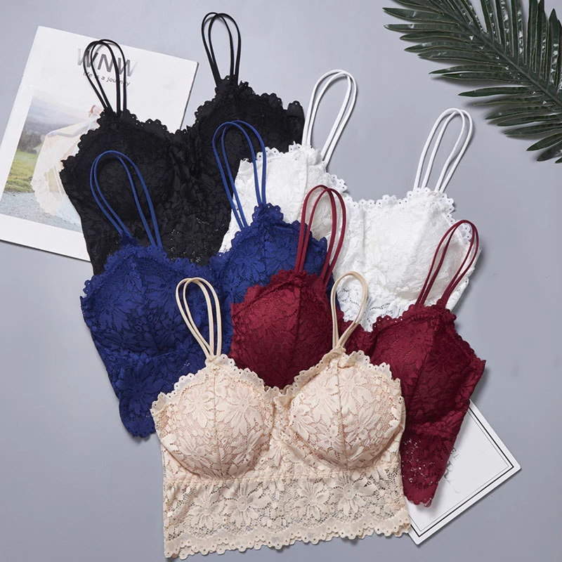 wireless bra 2022 New Sexy Bra Women Lace Bralette Sexy Lingerie Underwear Wireless Padded Seamless Bra Ultra Strap Padded Bras for Women cotton bra