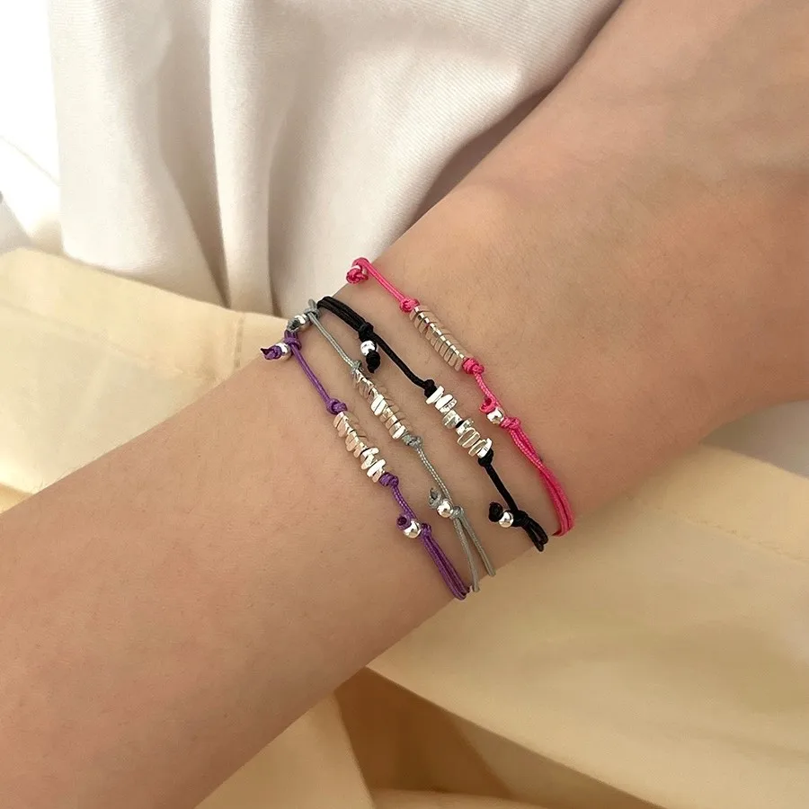 قابل للتعديل الفضة النقية الكورية نمط المنسوجة حبل سوار المألوف خمر الأسود والرمادي حبل سوار للرجال والنساء