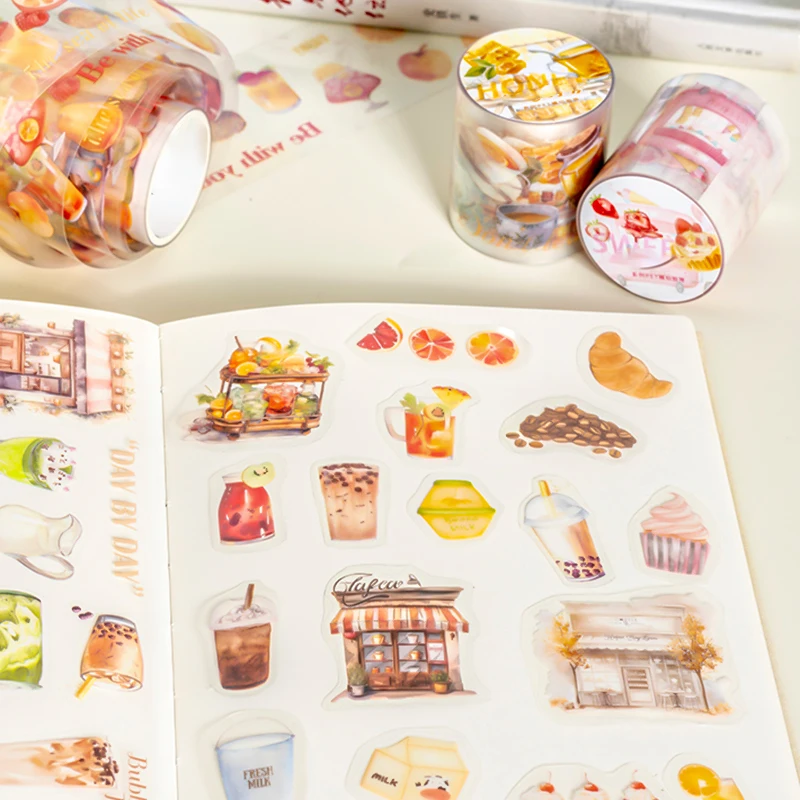 Mr. Paper, milk tea and coffee themed stickers, scrapbook,phone case,diary decoration stationery stickers tape200cm/roll 3