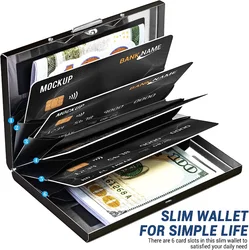 Sleek Aluminum RFID - Blocking Credit Card Holder - Slim, Large Capacity Wallet for Secure Business Cards (Black)