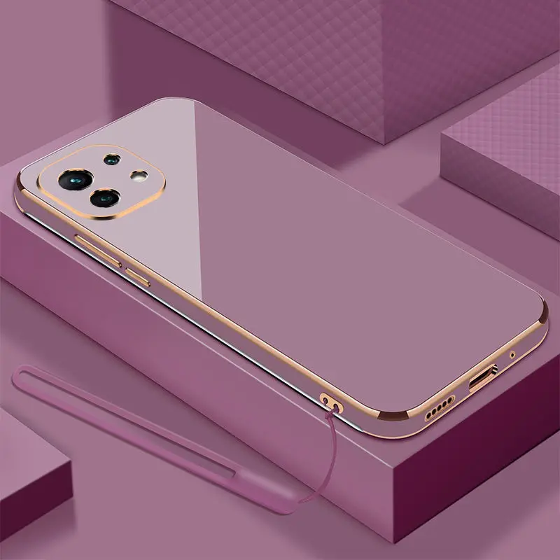 Per Xiaomi 11 Lite Custodia Xiao Mi 11 Pro Custodia Per Telefono Xiaomi 11 Lite 5G Ne Mi11 Mi11Lite Cover Posteriore Antiurto Con Placcatura Quadrata 