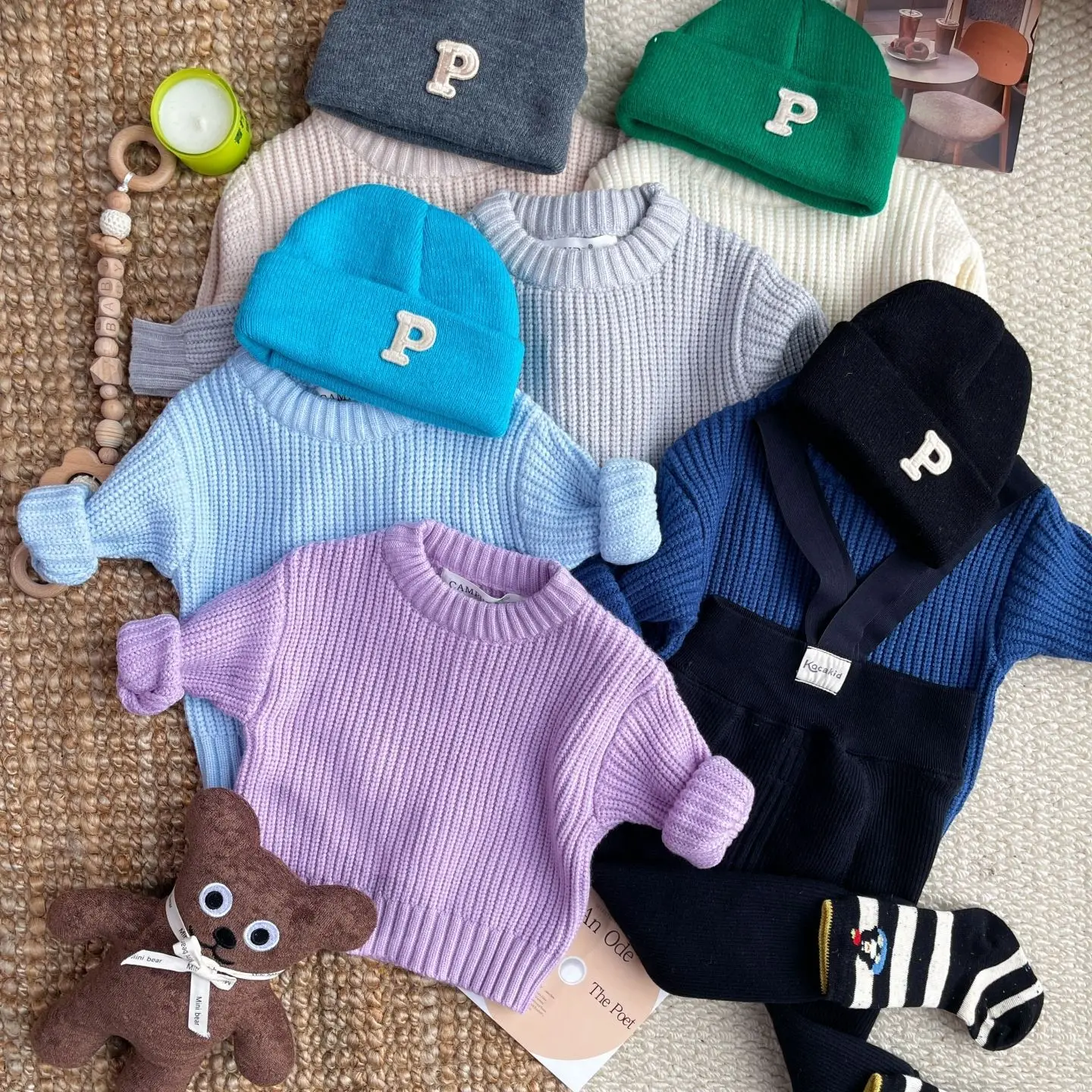  스웨터 가을 겨울 어린이 소년 소녀 긴 소매 솔리드 컬러 니트 스웨터  어린이..