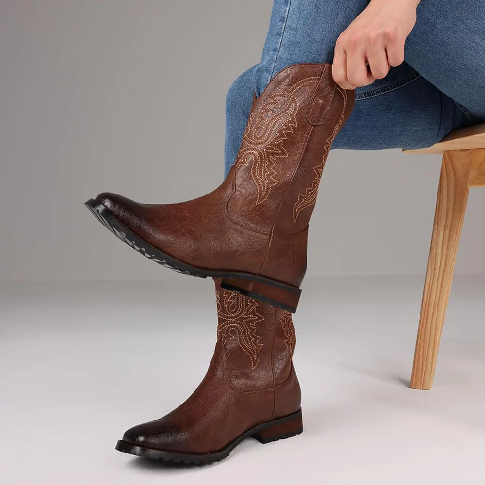 Fashionable Plus Size Retro Cowboy Boots for Women
