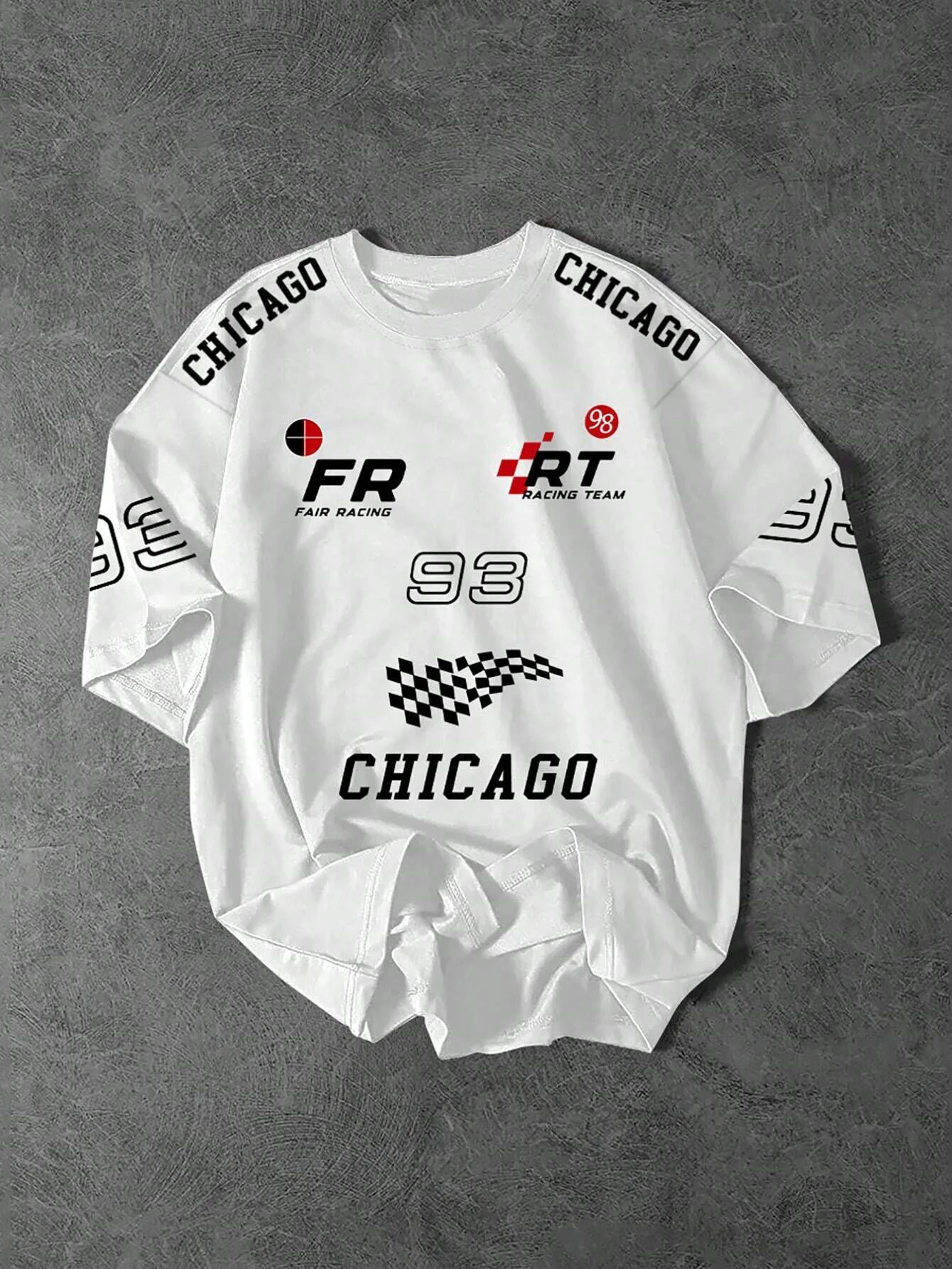 Chicago 93 FSIR Racing Team Men's Casual Short Sleeve Tee Quick Drying Quick Dry Japanese Letter Graphic Sports Jersey for Summe