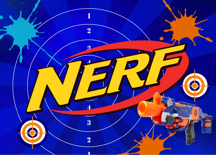 7x5ft Personalized Nerf Gun Blue Target Happy Birthday Wars Party