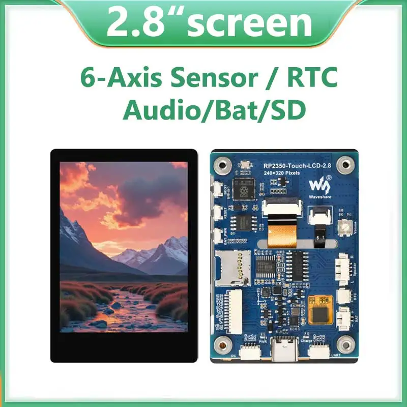 ����� ���� ���� 2 RP2350 2.8 ��ġ LCD �뷮 �� ��ġ ��ũ�� ���� ���� QMI8658 6 ��/PCM5101 �����/SD/RTC