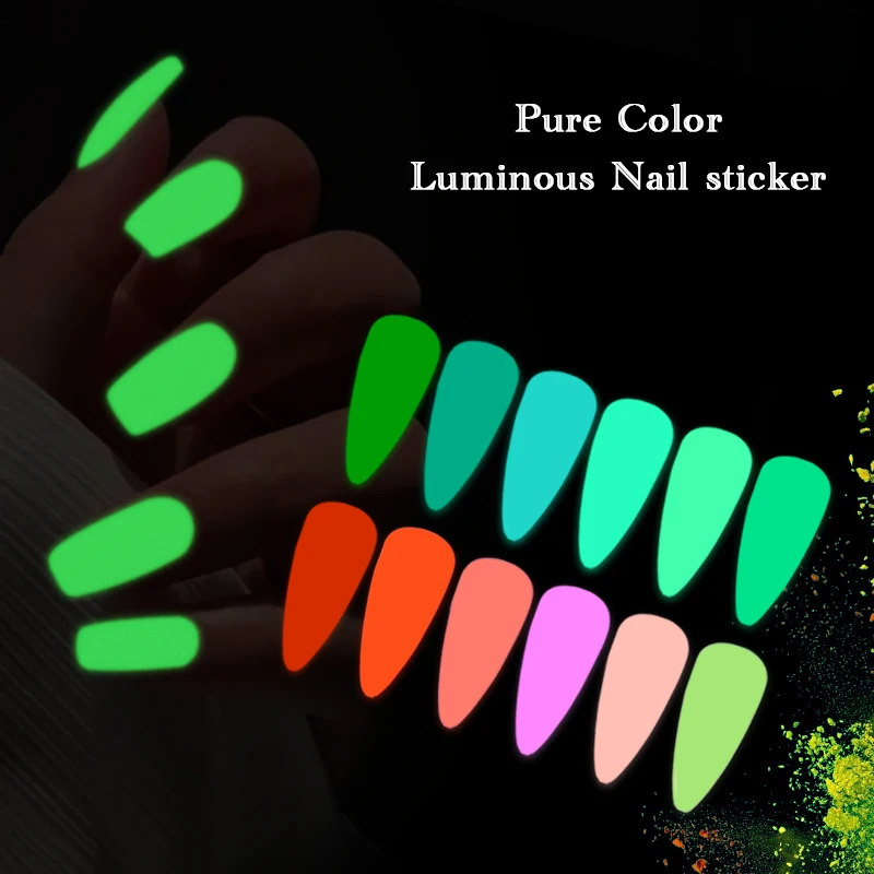 Sanuxc Luminous Nail Stickers Self Adhesive Nail Polish Stickers Glow in the Dark for Women Girls Nail Art Stickers for Manicure