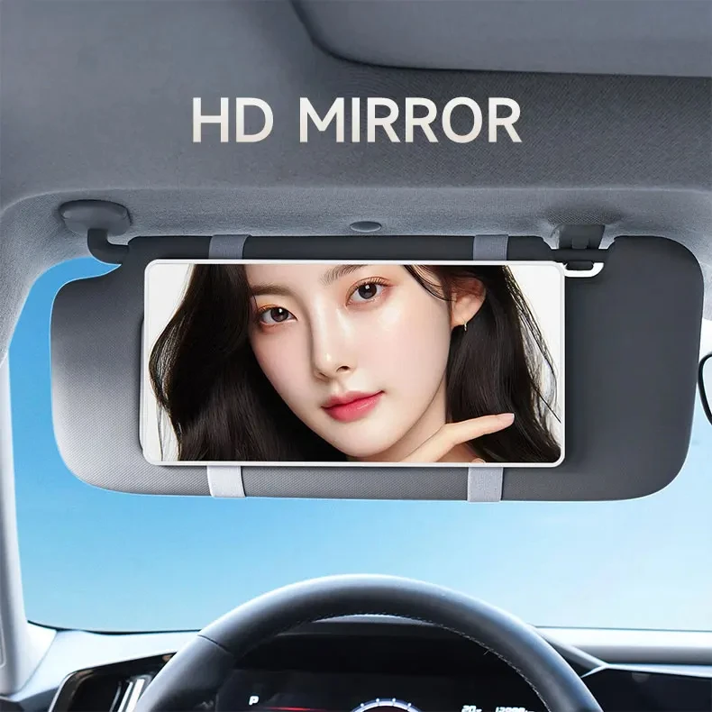 Neue HD Auto Sonnenblende Platte Tragbare Make-Up Spiegel Für Mädchen Frauen Strap Installation Kein Licht Spiegel Auto Innen Zubehör – Detail 1