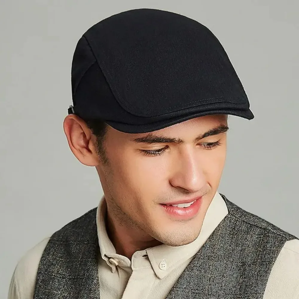 Men's British Ivy Cap Fashion Big Head Men Spring and Summer Leisure Beret Male Solid Cotton Newsboy Hat 55-60cm 모자