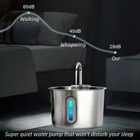 Stainless Steel Cat & Dog Water Fountain 2.2L Ultra Quiet USB Powered Automatic Pet Drinking Fountain Durable for Indoor Pets 4