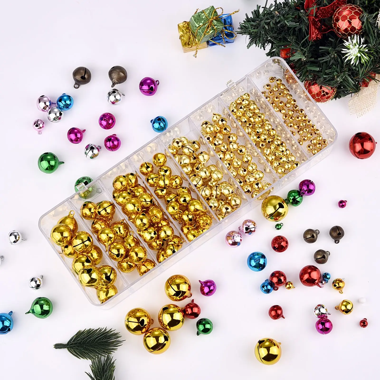 50Pcs 6mm Mini Aluminum Gold Colorful Jingle Bells Dog Christmas Tree Decoration/DIY Crafts Accessories Jingle Bells
