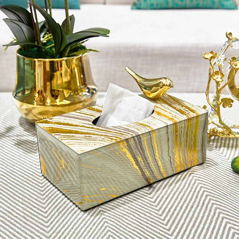 

European Creative Glass Tissue Box Living Room Light Luxury Rectangular Tissue Box Dining Table Removable Napkin Tissue Box