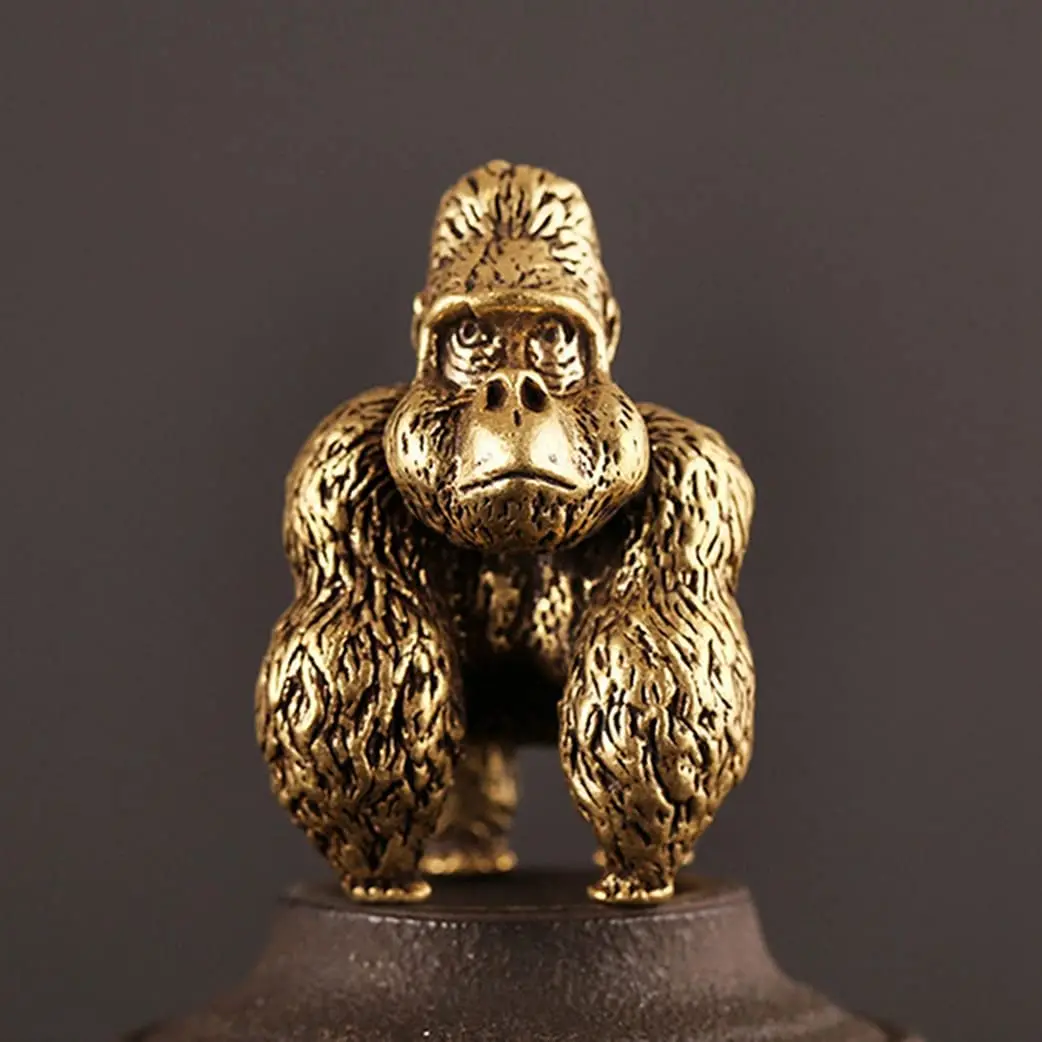 

Creative Brass Copper Tea Pet Gifts,Kingkong Big Gorilla Statues Desk Decoration Ornaments Car Keychain Hanging Pendant