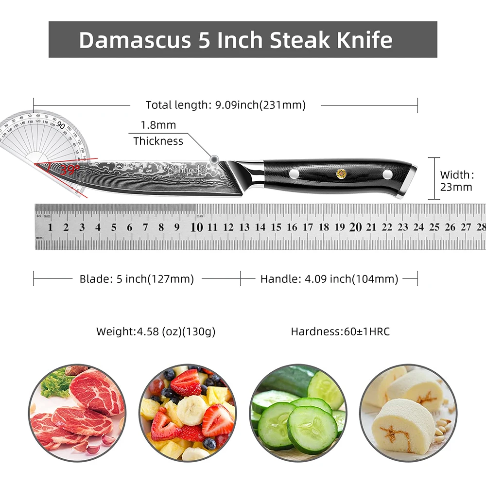 Utility & Steak Knife Set – Damascus Steel Chef Knives 6