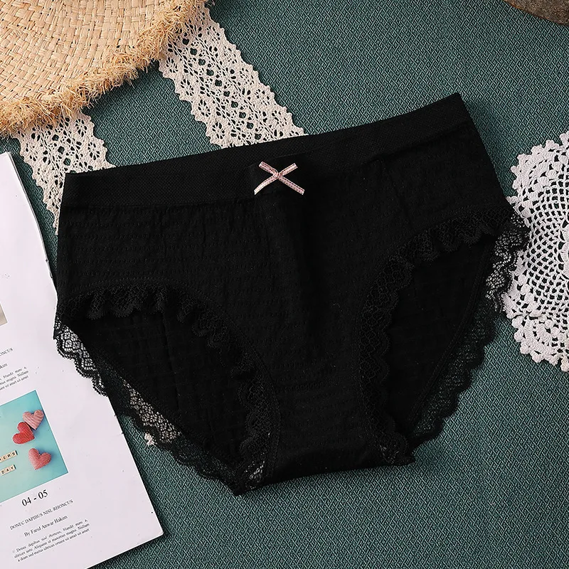 

Lace Panties Large Underwear Women's Medium Waist Lace Triangle Shorts Cotton Crotch Breathable Bubble Pants Women Briefs