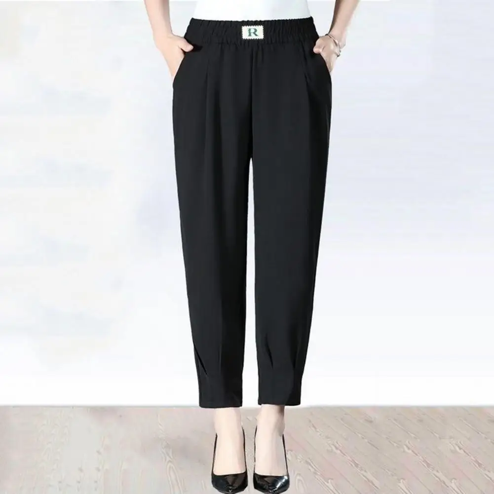 Women Harem Pants Stylish Women's High Waist Harem Pants with Side Pockets Comfortable Thin Long Trousers for Streetwear Casual