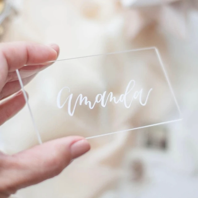 Set 10 Segnaposto Acrilico Trasparente Con Supporto - Per Matrimoni, Banchetti E Eventi, Scrivibili E Riutilizzabili - Foto 4