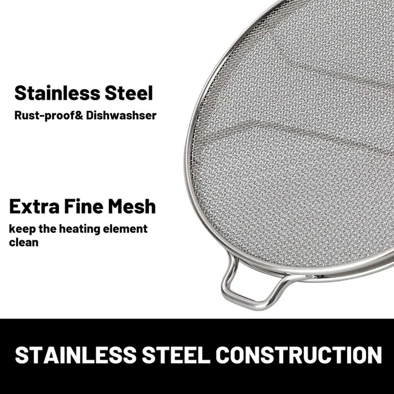 2X Stainless Steel Splatter Shield For Ninja Foodi IG600 IG601 IG651 Accessories Grill Dishwasher Safe Reusable