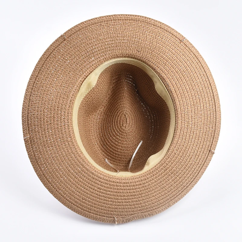 Unisex Metal Letter Straw Panama Hat – Chic Summer Sun Protection